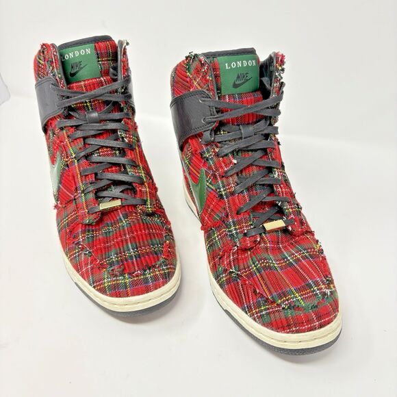 Nike Dunk Sky High City FW QS London 598216 001 Womens 10 Red Green Plaid - Picture 1 of 7